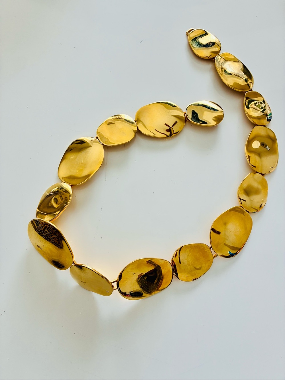 VTG Alexis Kirk 476g Gold Geometric Sculpted Disc Waist Chain Belt 80s Trending